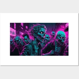 Synthwave Zombie Horde Posters and Art